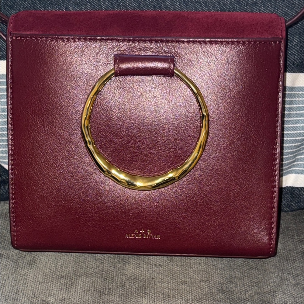 Alexis Bittar The Hunter Convertible Crossbody Bag in Burgundy Suede & Leather